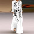 thumbnail image 1 of Robes pour Femmes Pulpeuses Aguichant Robe Longue à Imprimé Numérique Col en V avec Poches Robe à Manches Longues Chemises pour Femmes Chic Décontracté en Liquidation, 1 of 5