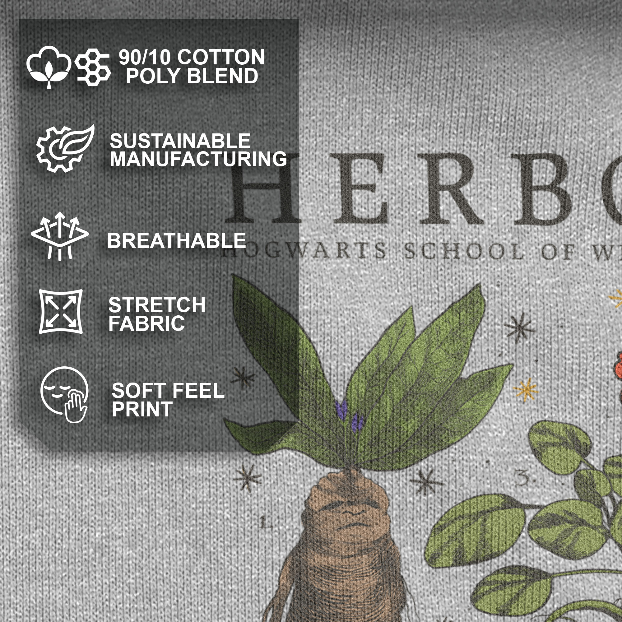 Harry Potter Herbology T-Shirt – Official Merchandise, Men's Gray Short Sleeve Tee