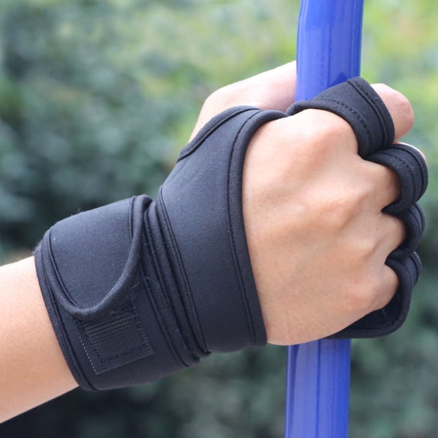 Guantes de Fitness para hombre, equipo deportivo de medio dedo, equipo de entrenamiento de barra horizontal, guantes de muñeca alargados