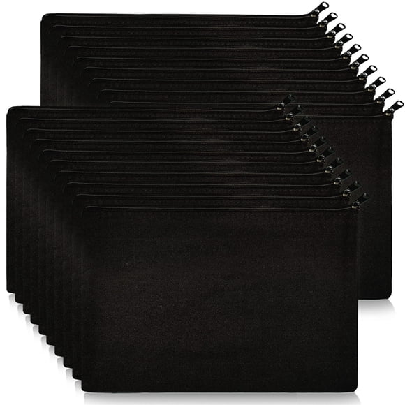 Bolsas de maquillaje Koolmox 20 Bulk, lisas, de lona negra, 23,5 x 17,5 cm