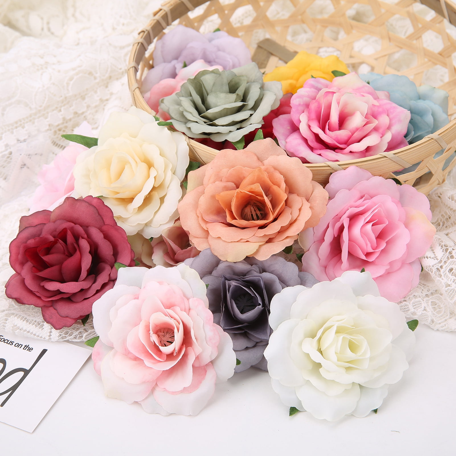 High Quality White 30 Heads Wedding Flowers Diam.10cm Simulation Silk Rose Flower Head DIY Wedding Decoration Flowers