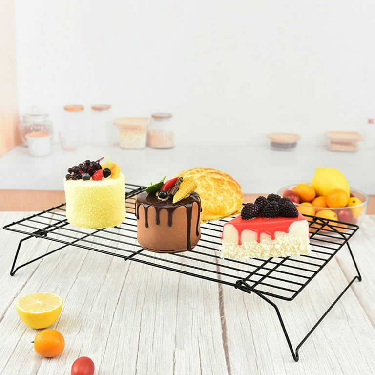 1PC Stackable Cooling Racks for Cooking and Baking with Folding Legs Rectangle Wire Grid Stainless Steel Kitchen Counter and Oven Safe 16 x 10 inch Walmart