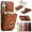 Brown, variant on For iPhone 17e /16e Wallet Case, Multiple Cards Holder Crossbody Shoulder Strap Ring Holder Kickstand PU Leather Shockproof Lightweight Phone Case for Apple iPhone 17e 16e, Purple
