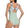 thumbnail image 4 of Summer Saving pimelu Bathing Suit for Women One Piece Swimsuit for Women Tankini Swimsuit Modest Swimsuit Beach Leaves Print Mesh Patchwork Tummy Control Bathing Suit Bathing Suits, 4 of 4
