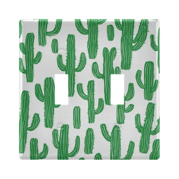 Yayeee Toggle Light Switch Wall Plate 2-Gang 4.56"x4.48" Decorative Outlet Cover, Cactus Pattern