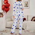 thumbnail image 5 of Women's Comfortable Heart Print Long Sleeve Long Pants Pajama Set - Loungewear - Blue Size S, 5 of 6
