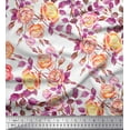 thumbnail image 1 of Soimoi Cotton Poplin Fabric Leaves & Rose Flower Printed Fabric 1 Yard 56 Inch Wide, 1 of 1