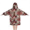 thumbnail image 2 of Red Christmas Collage Pattern Blanket Hoodies for Kids 6-13YR Oversize Wearable Blanket Hoodies for Boys Girls Teens, 2 of 7