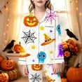 thumbnail image 2 of CAIVO Girls Halloween Print Pajama Sets Lapel Long Sleeve Button Down Shirt With Pants 2 Piece Kids Nightwear Pyjamas, 2 of 5