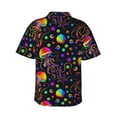 thumbnail image 6 of Wukai Rainbow Jellyfishes Men's Hawaiian Shirt Short Sleeve Casual Button Down Summer Beach Aloha Shirt Tropical Print Holiday Party, 6 of 8