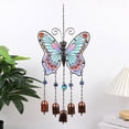 thumbnail image 4 of Campanas de Viento Pintadas de Vidrio y Hierro con Mariposa Grande, Campana de Tubo de Metal, Adornos Artesanales, Color Verde, 4 of 5
