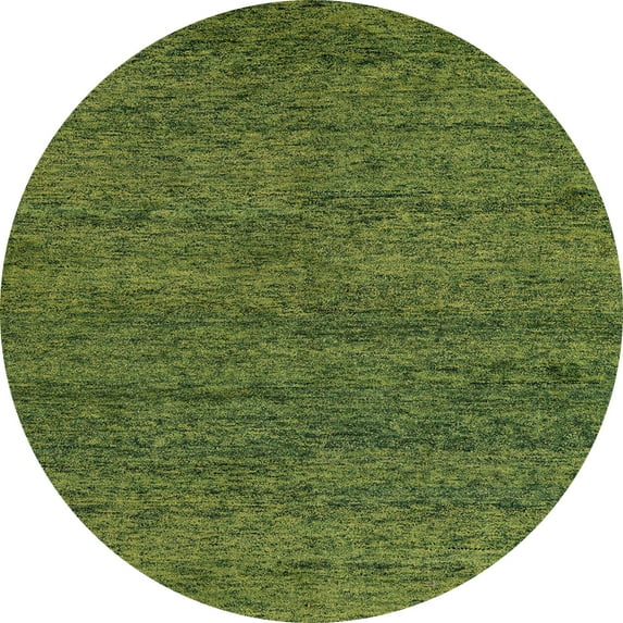 Ahgly Company Machine Washable Indoor Round Abstract Green Onion Green Area Rugs, 6' Round