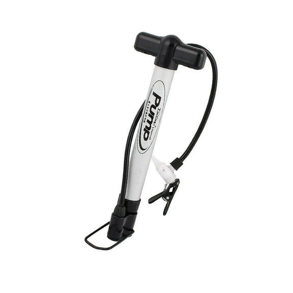 Unique Bargains Portable Hand Air Pump for Bike Ball, Silver Tone Black