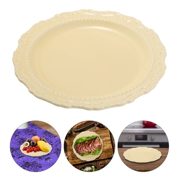 Tineasur Yellow Ceramic Dinner Plates Set with Elegant Embossed Design, and Stylish for Home Dining