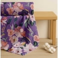 thumbnail image 4 of Soimoi Purple Cotton Cambric Fabric Leaves & Magnolia Floral Print Fabric by the Yard 42 Inch Wide, 4 of 7