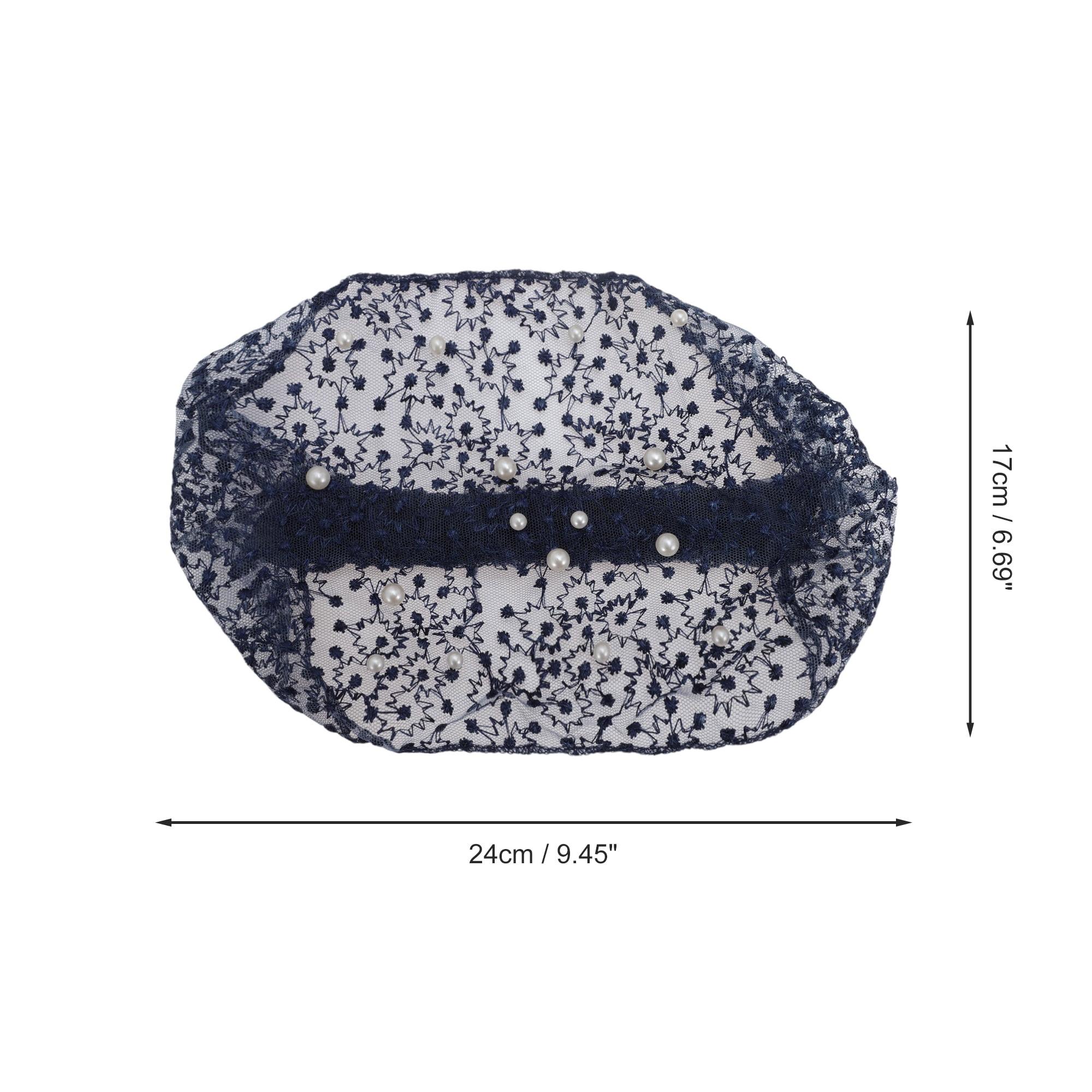 Unique Bargains 1pc Fashion Faux Pearl Wide Headwrap 9.45"x6.69" Navy Blue