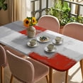 thumbnail image 3 of Red Grey Table Cloths for 3 Foot Rectangle Tables, Abstract Geometric Color Block Oil Painting Patio Waterproof Elastic Fitted Tablecloths, Washable Rectangular Table Cover for Camping, 3 of 8