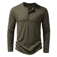 thumbnail image 5 of Mens Clothing Long Sleeve T-shirt Fashion Button Henry Collar Tops, 5 of 6