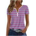 thumbnail image 5 of Kezqiaxn Blouses for Women Dressy Casual Zipper Short Sleeve V-Neck Work Shirts with Pocket Loose Tunic Blouses, 5 of 6