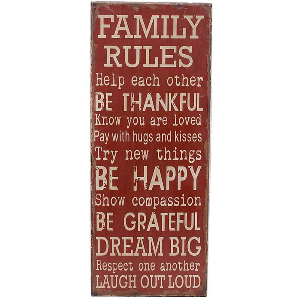 Family Rules Wall Plaque with Sayings Rustic Wood Wall Decor Sign Wood