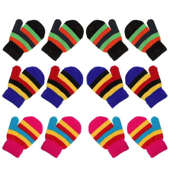 STRANDCHIC 6Pairs Assorted Color Winter Gloves Knitted Warm Keeping Full Coverage Outdoor Gloves