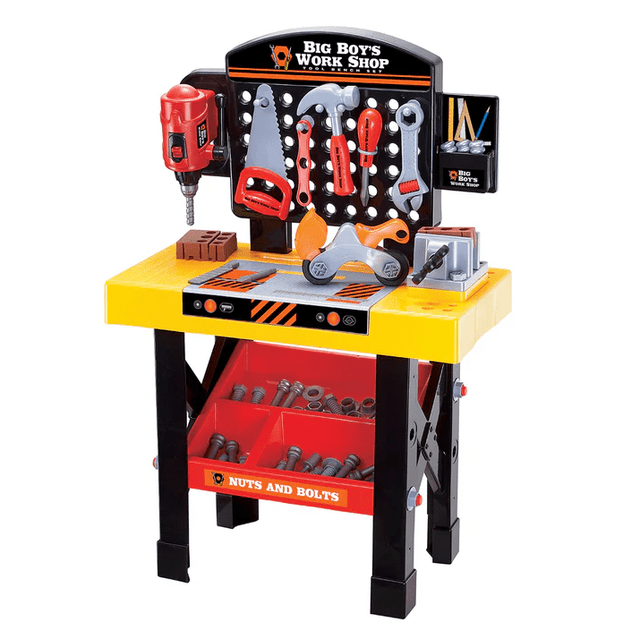 World Tech Toys 54 pieces Big Boys Tool and Bench Work Shop Pretend Playset, Ages 3 & above