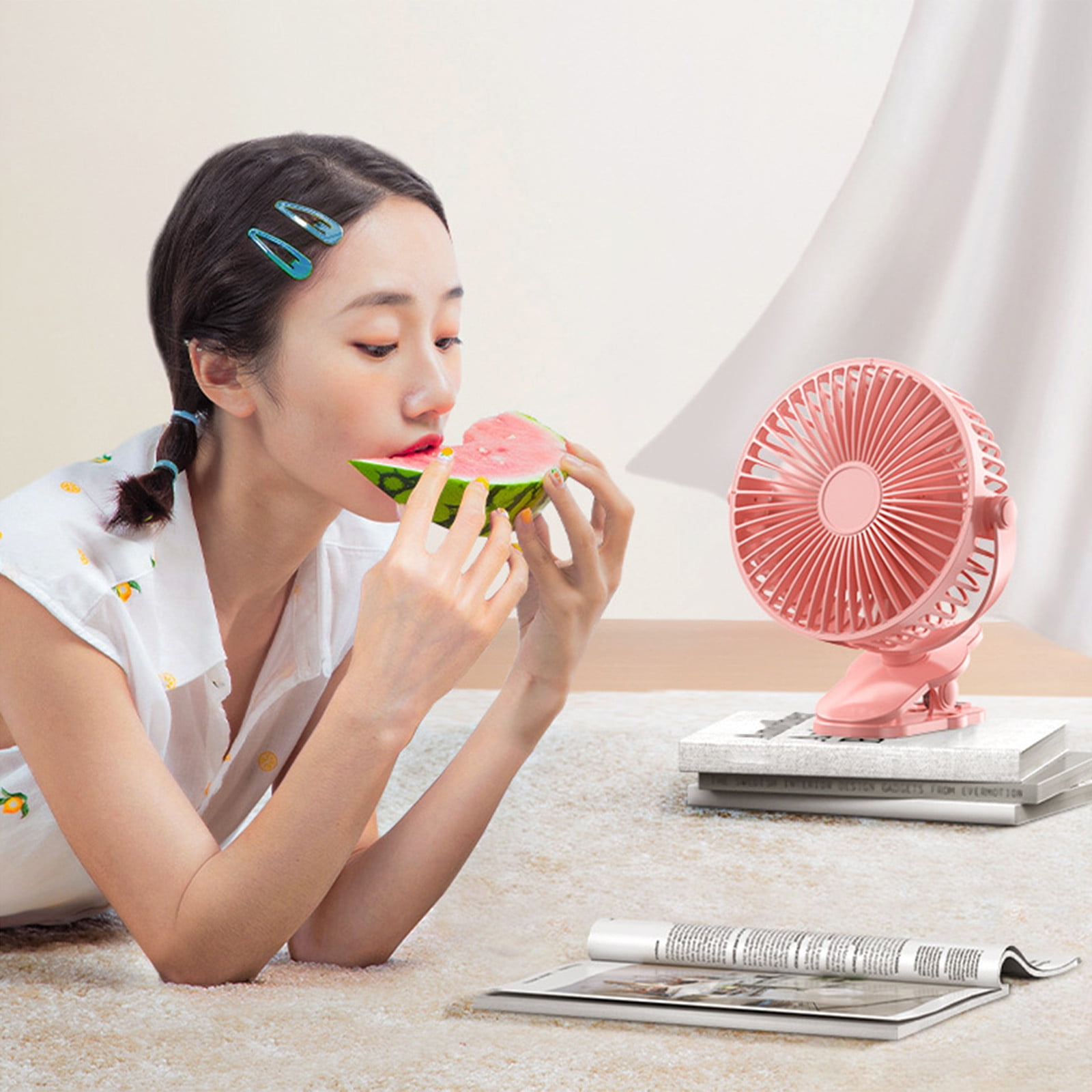BZPIZ Desk Fan Mini Portable Clip-on Fans USB Rechargeable Mini Personal Cooling Fan for Home Office Outdoor Travel
