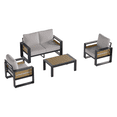 thumbnail image 5 of Clouddwell 4-Seats Aluminum Patio Furniture Set, Outdoor Metal Sofa Conversation Set with Coffee Table for Pool Garden Porch Backyard, Light Gray, 5 of 8