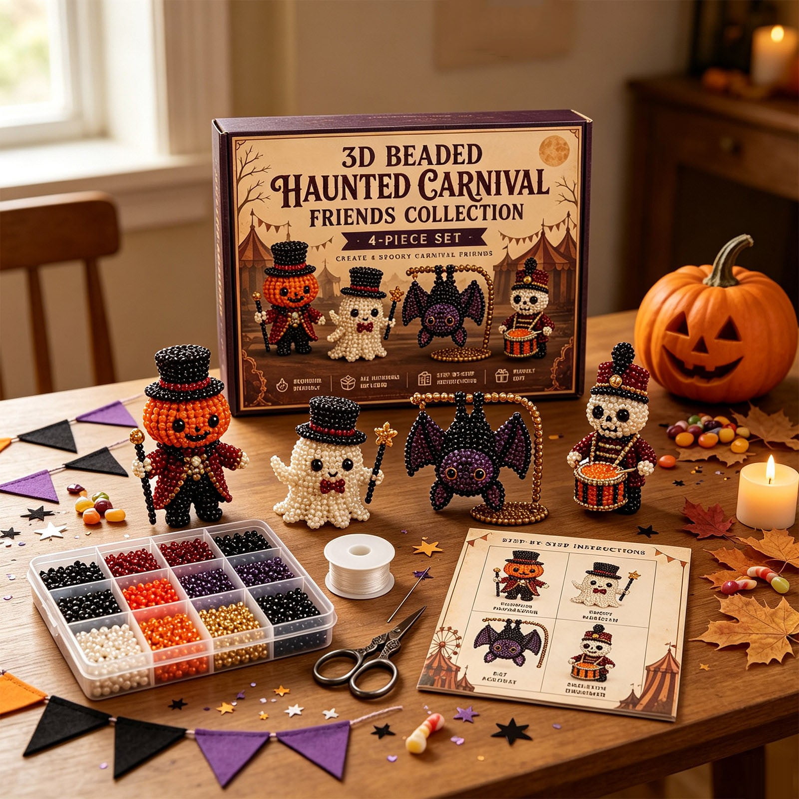 Halloween DIY Beaded Crafts Spooky Jewelry Making Kit Bead Garland Accessories Creative Party Craft Supplies Halloween Handmade Decorations Kids And Adults