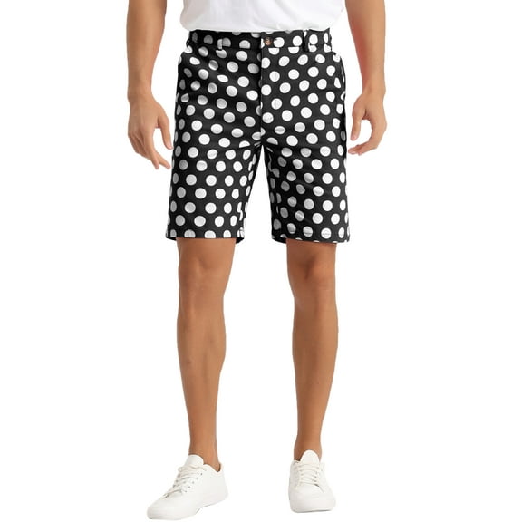 INSPIRE CHIC Polka Dots Shorts for Men's Summer Business Flat Front Dress Golf Shorts Black 30