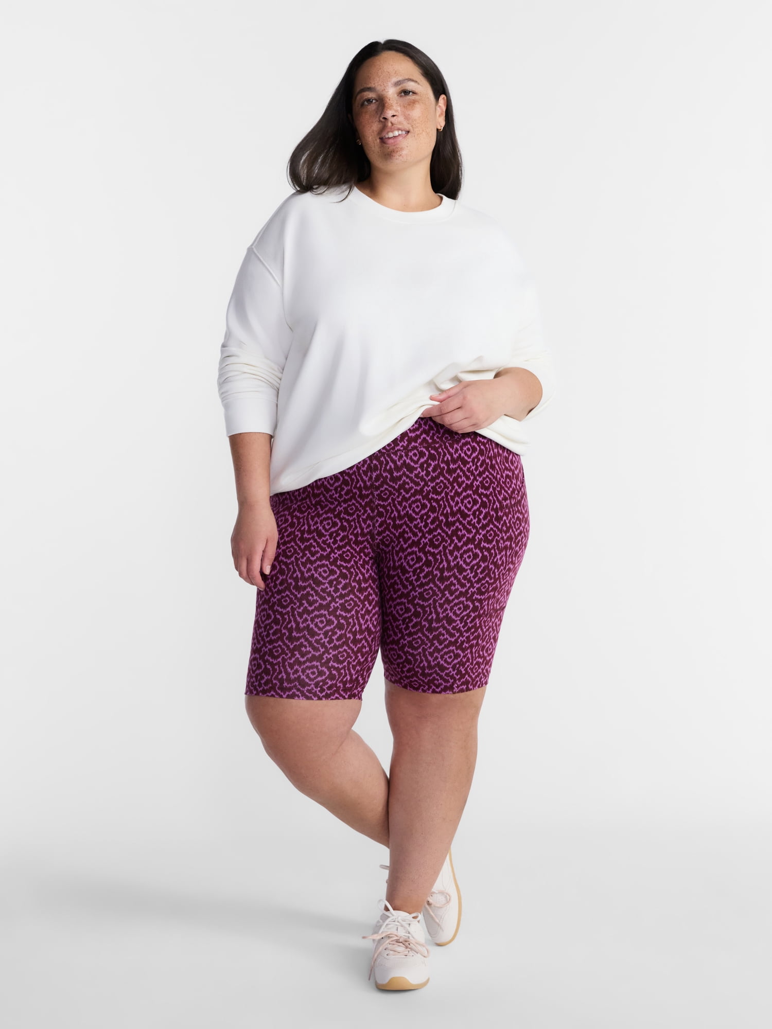 Terra & Sky Women’s Plus Bike Shorts with Pockets, 9” Inseam, Sizes 0X-5X