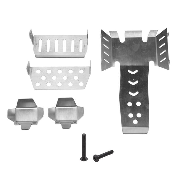 Rock Crawler RC Stainless Steel Skid Plate Kit 1 Front 1 Rear 1 Chassis 2 Axle Protectors PE Bag for Vanquish VS4-10