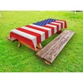 thumbnail image 1 of USA Outdoor Tablecloth, Fourth of July Independence Day Burlap Looking Retro Vintage Country Pastel Color, Decorative Washable Fabric Picnic Tablecloth, 58 X 104 Inches, Blue Red White, by Ambesonne, 1 of 2