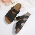 thumbnail image 6 of Slide Sandals for Women Plus Size Buckle Strap Round Toe Open Toe Breathable Soft Sole Thick-Soled Beach Slippers(Balck,Size:36), 6 of 8