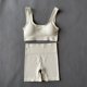thumbnail image 1 of Ropa deportiva para mujer, conjunto de Yoga sin costuras, sujetador deportivo Sexy con cuello cuadrado, Tops, trajes con pantalones cortos, ropa de Fitness para gimnasio, chándal sin mangas Tan Jianjun unisex, 1 of 1
