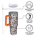 thumbnail image 4 of Leopard Print 40oz Tumbler– Stainless Steel Insulated Tumbler with Handle and Straw, Large Capacity Travel Cup for Hot & Cold Drinks, 4 of 6