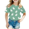 thumbnail image 1 of SXcggal One T-Shirt Décontracté à Manches Courtes et Col Rond Imprimé de Pâques pour Fille, 1 of 3