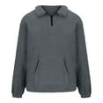 thumbnail image 6 of CaComMARK PI Mens Fleece Sherpa Sweatshirt 1/4 Zipper Casual Loose Solid Pullover Kangaroo Pocket Fall Winter Unisex Tops Dark Gray 12(XL), 6 of 7