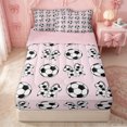 thumbnail image 2 of Erosebridal Cartoon Soccer Ball Zipper Twin Comforter Sets with Fitted Sheet and 2 Pillowcases for Girls, Cute Fooball Bow Zipper Bedding Set, Pink Reversible, 4-Piece, 2 of 7