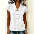 thumbnail image 4 of sdhkgrrt Women Short Sleeve Button Down Shirts Summer Casual Collared Tops Solid Slim Fit Pullover Blouses Cute Office Work Outfits Clothes, White S, 4 of 8