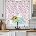 thumbnail image 4 of Pink Spring Floral Kitchen Window Curtains, Swag Curtains Valance for Bedroom Living Room Bathroom, Summer Botanical Elegant Rod Pocket Window Treatment Curtain Block Drapes 2 Panels 36"x36", 4 of 9