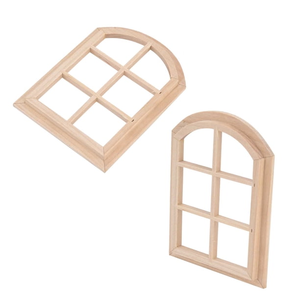 Modelo de ventana, 10.3 x 7.5 x 0.3cm Decoración de Microscape Bordes Redonteadas de Madera para Niños Para Niños