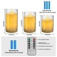 thumbnail image 6 of Glass Battery Operated LED Flameless Candles with Remote and Timer, Real Wax Candles Warm Color Flickering Light for Festival Wedding Home Party Decor(Pack of 3)-Clear, 6 of 10