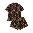thumbnail image 4 of Halloween Pajamas Women 2-Piece Pajama Set Soft Pumpkin Short Sleeve Shirt and Shorts for Vacation Loungewear 01-Saffron L, 4 of 5