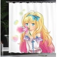 thumbnail image 4 of Ambesonne Anime Shower Curtain, Manga Cartoon Art, 69"Wx84"L, Pink Yellow, 4 of 5