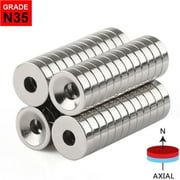 Gustave 20PCS Neodymium Disc Countersunk Hole Magnets, 0.79 inch D x 0.2 inch H Strong Permanent Rare Earth Magnets N35 for Fridge, DIY, Scientific, Craft, and Office