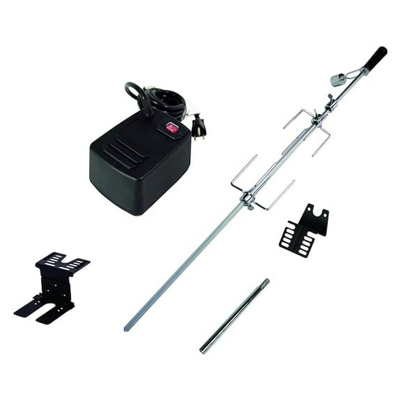 Universal Heavy Duty Rotisserie Kit for Grills, Black & Silver
