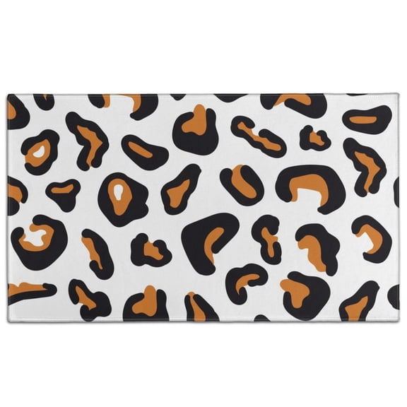 Black and Orange Of Leopard Print Door Rugs,Washable Non Slip Door Mats Indoor,Decorative Door Mats,Entry Mat Indoor for Entrance,Bedroom,Kitchen,Bathroom,17"x30"