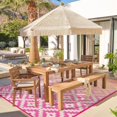 thumbnail image 4 of Wonnitar 8x10 Outdoor Rug Waterproof, Plastic Straw Portable Rugs for Outside, Large Reversible RV Outdoor Carpet,Modern Orange Pink Carpets for Picnic Garden Patio, 4 of 8