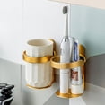 thumbnail image 3 of Lohuatrd Wall Mount Toothbrush Cup Holder No Drill Modern Aluminum Alloy Strong Load Bearing Bathroom Shower Gel Shampoo Organizer Rack, 3 of 7